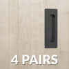 Four Pairs of Chester 120mm Sliding Door Oblong Flush Pulls - Matt Black Finish