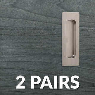 Image: Two Pairs of Chester 120mm Sliding Door Oblong Flush Pulls - Satin Stainless Steel
