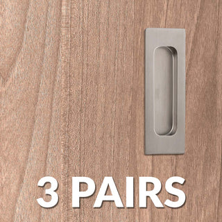 Image: Three Pairs of Chester 120mm Sliding Door Oblong Flush Pulls - Satin Stainless Steel