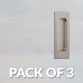 Image: Pack of Three Chester 120mm Sliding Door Oblong Flush Pulls - Satin Stainless Steel