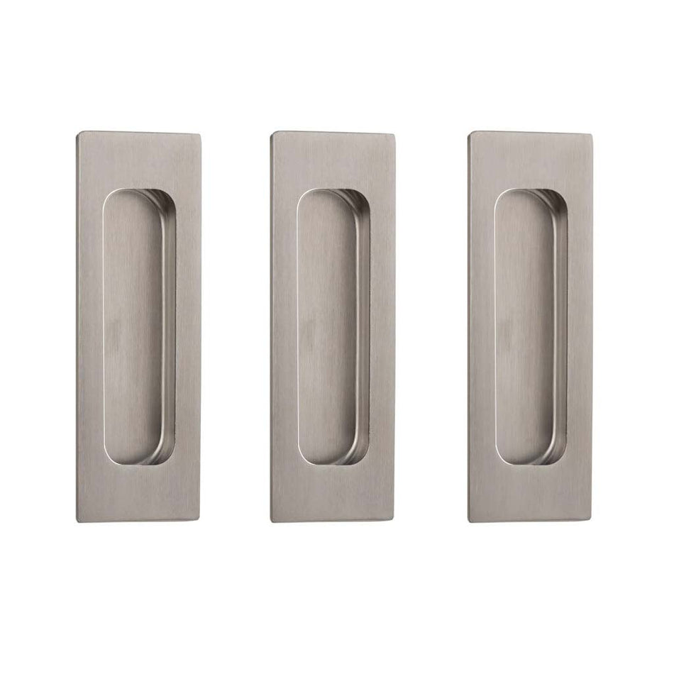 Pack of Three Chester 120mm Sliding Door Oblong Flush Pulls - Satin Stainless Steel