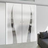 Double Glass Sliding Door - Roslin 8mm Obscure Glass - Clear Printed Design - Planeo 60 Pro Kit