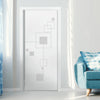 Geometric Zoom 8mm Obscure Glass - Obscure Printed Design - Single Evokit Glass Pocket Door