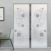 Geometric Pattern 8mm Obscure Glass - Obscure Printed Design - Double Absolute Pocket Door