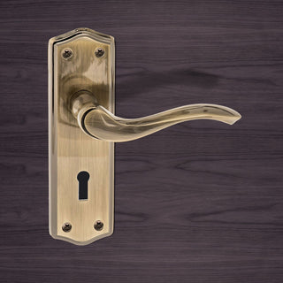 Image: Warwick Old English Lever on Backplate - Key - Antique Brass