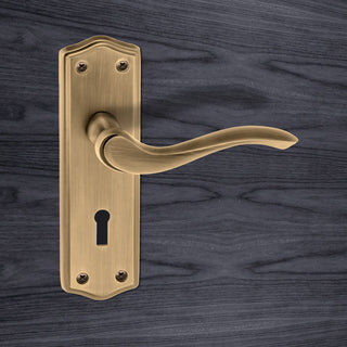 Image: Warwick Old English Lever on Backplate - Key - Matt Antique Brass