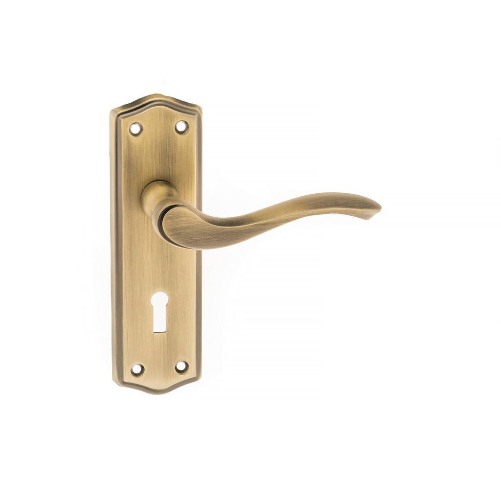 Warwick Old English Lever on Backplate - Key - Matt Antique Brass