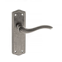 Warwick Old English Lever on Backplate - Latch - Distressed Silver