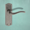 Warwick Old English Lever on Backplate - Latch - Distressed Silver