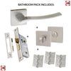 Olimpia Forme Designer Bathroom Lever on Minimal Square Rose - Satin Chrome Handle Pack