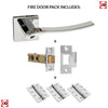 Olimpia Forme Designer Fire Lever on Minimal Square Rose - Polished Chrome Handle Pack