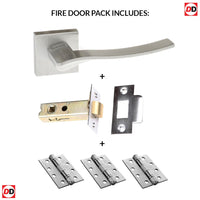 Olimpia Forme Designer Fire Lever on Minimal Square Rose - Satin Chrome Handle Pack