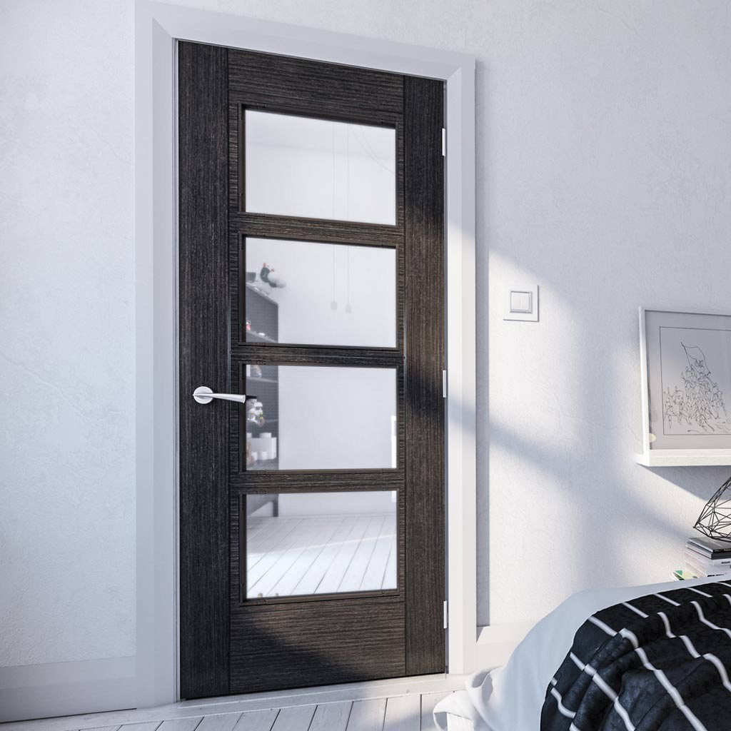 Montreal Prefinished Dark Grey Ash Door - Clear Glass