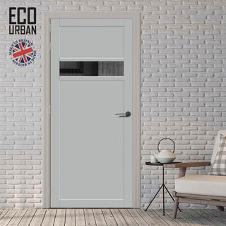 Image: Handmade Eco-Urban Orkney 1 Pane 2 Panel Door DD6403G Clear Glass - Light Grey Premium Primed