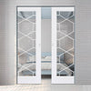 Orly Absolute Evokit Double Pocket Door - Clear Glass - White Primed