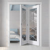 Two Folding Doors & Frame Kit - Orly 2+0 - Clear Glass - White Primed