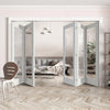 Five Folding Doors & Frame Kit - Orly 3+2 - Clear Glass - White Primed