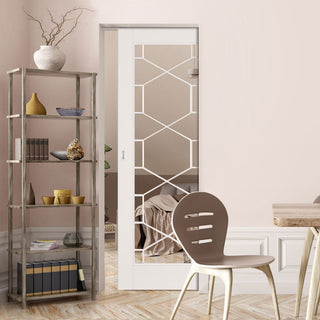 Image: Orly Absolute Evokit Single Pocket Door - Clear Glass - White Primed