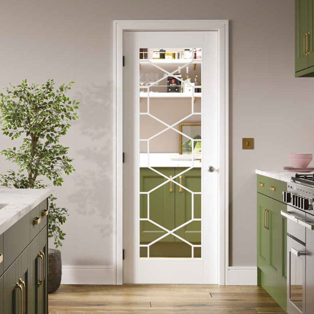 Orly Internal Door - Clear Glass - White Primed