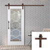 Single Sliding Door & Straight Antique Rust Track - Orly Door - Clear Glass - White Primed