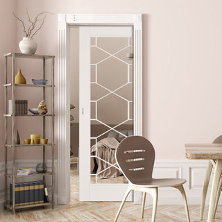 Image: Orly Single Evokit Pocket Door - Clear Glass - White Primed