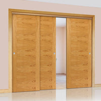 Three Sliding Doors and Frame Kit - Ostria Flush Oak Door - Prefinished