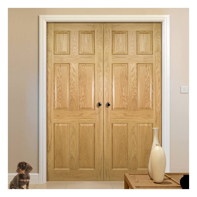 Bespoke Oxford American Oak Veneer Panel Internal Door Pair - Prefinished