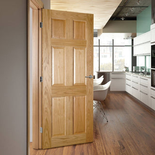 Image: Bespoke Oxford American Oak Veneer Panel Internal Door - Prefinished