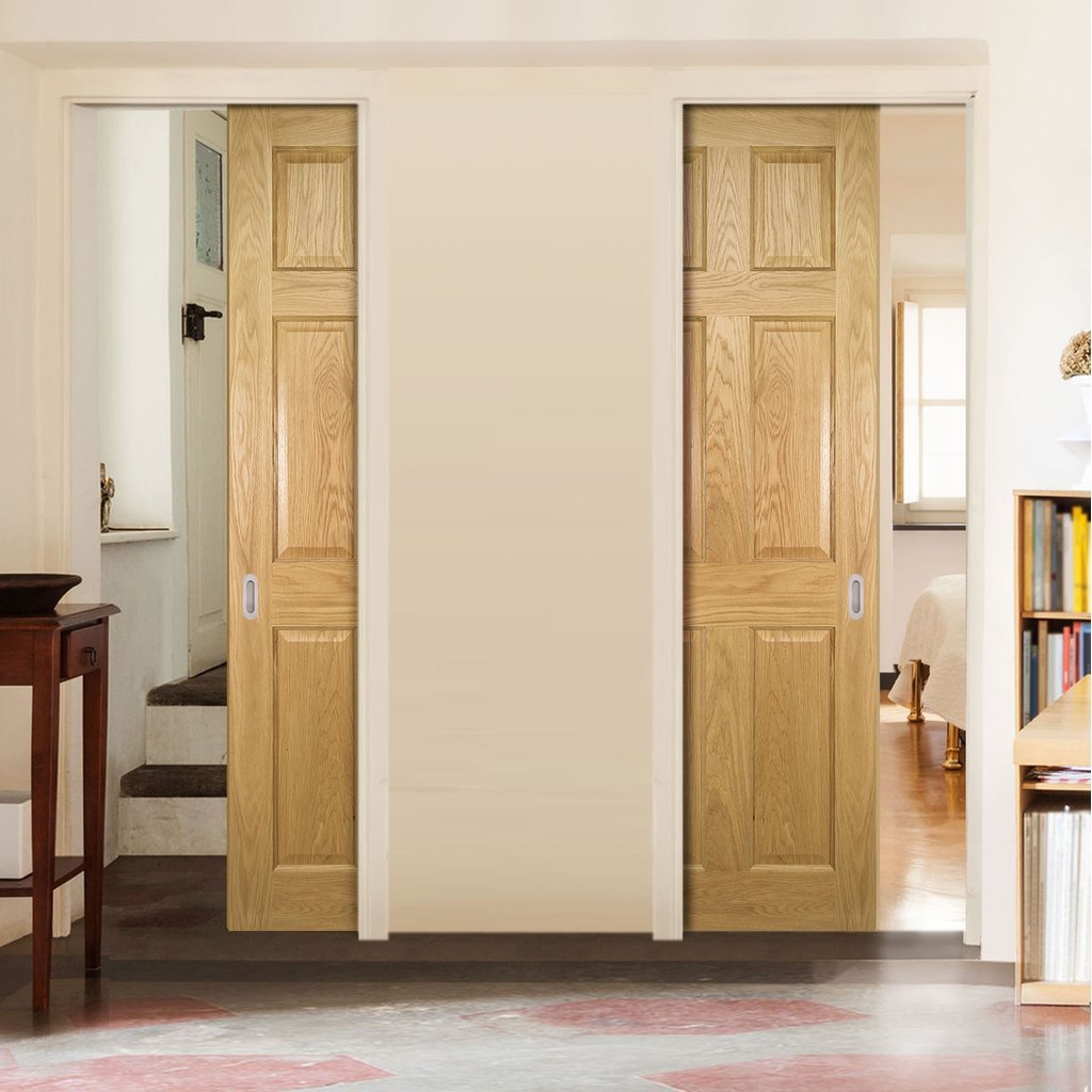 Oxford American White Oak Veneer Panel Unico Evo Pocket Doors - Prefinished