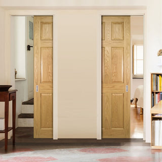 Image: Oxford American White Oak Veneer Panel Unico Evo Pocket Doors - Prefinished