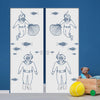 Pacific 8mm Obscure Glass - Clear Printed Design - Double Absolute Pocket Door