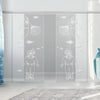 Double Glass Sliding Door - Pacific 8mm Clear Glass - Obscure Printed Design with Elegant Track