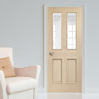 Image: Oak interior door with elegant bevelled glass