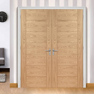 Image: Bespoke Palermo Flush Oak Door Pair - Panel Effect
