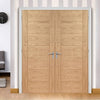 Bespoke Palermo Flush Oak Door Pair - Panel Effect