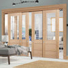 Bespoke Thruslide Palermo Oak 2XG Glazed - 4 Sliding Doors and Frame Kit