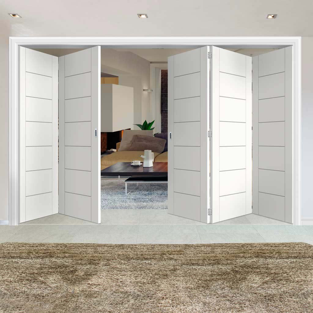 Bespoke Thrufold Palermo White Primed Flush Folding 3+2 Door