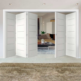 Image: Five Folding Doors & Frame Kit - Palermo Flush 3+2 - White Primed