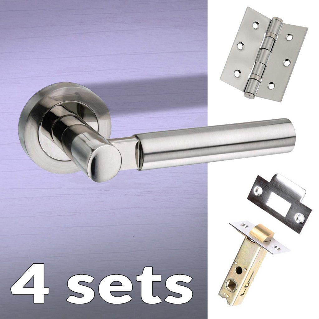 Four Pack Palermo Mediterranean Lever on Rose - Satin Nickel Handle