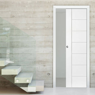 Image: Palermo Flush Single Evokit Pocket Door - Primed