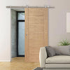 Sirius Tubular Stainless Steel Sliding Track & Palermo Essential Oak Door - Unfinished