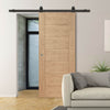 Top Mounted Black Sliding Track & Door - Palermo Essential Oak Door - Unfinished