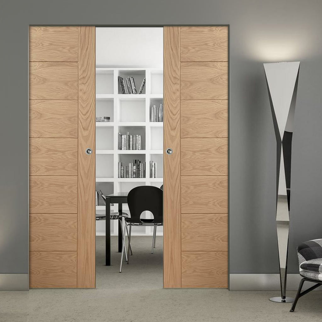 Palermo Essential Oak Absolute Evokit Pocket Double Pocket Door - Unfinished