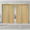 Pass-Easi Four Sliding Doors and Frame Kit - Palermo Essential Oak Door - Unfinished
