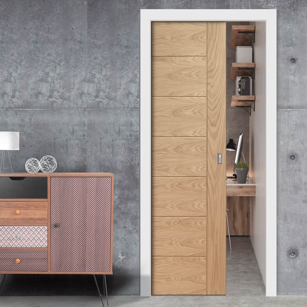 Palermo Essential Oak Single Evokit Pocket Door - Unfinished