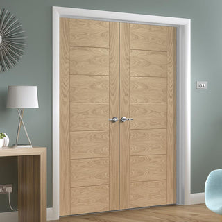 Image: Palermo Essential Oak Internal Door Pair - Unfinished