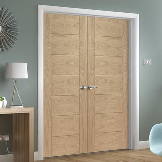 Image: Palermo Essential Oak Internal Door Pair - Unfinished