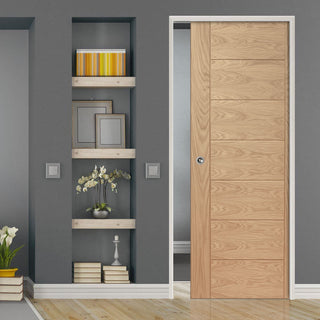 Image: Palermo Essential Oak Evokit Pocket Fire Door - 1/2 Hour Fire Rated - Unfinished