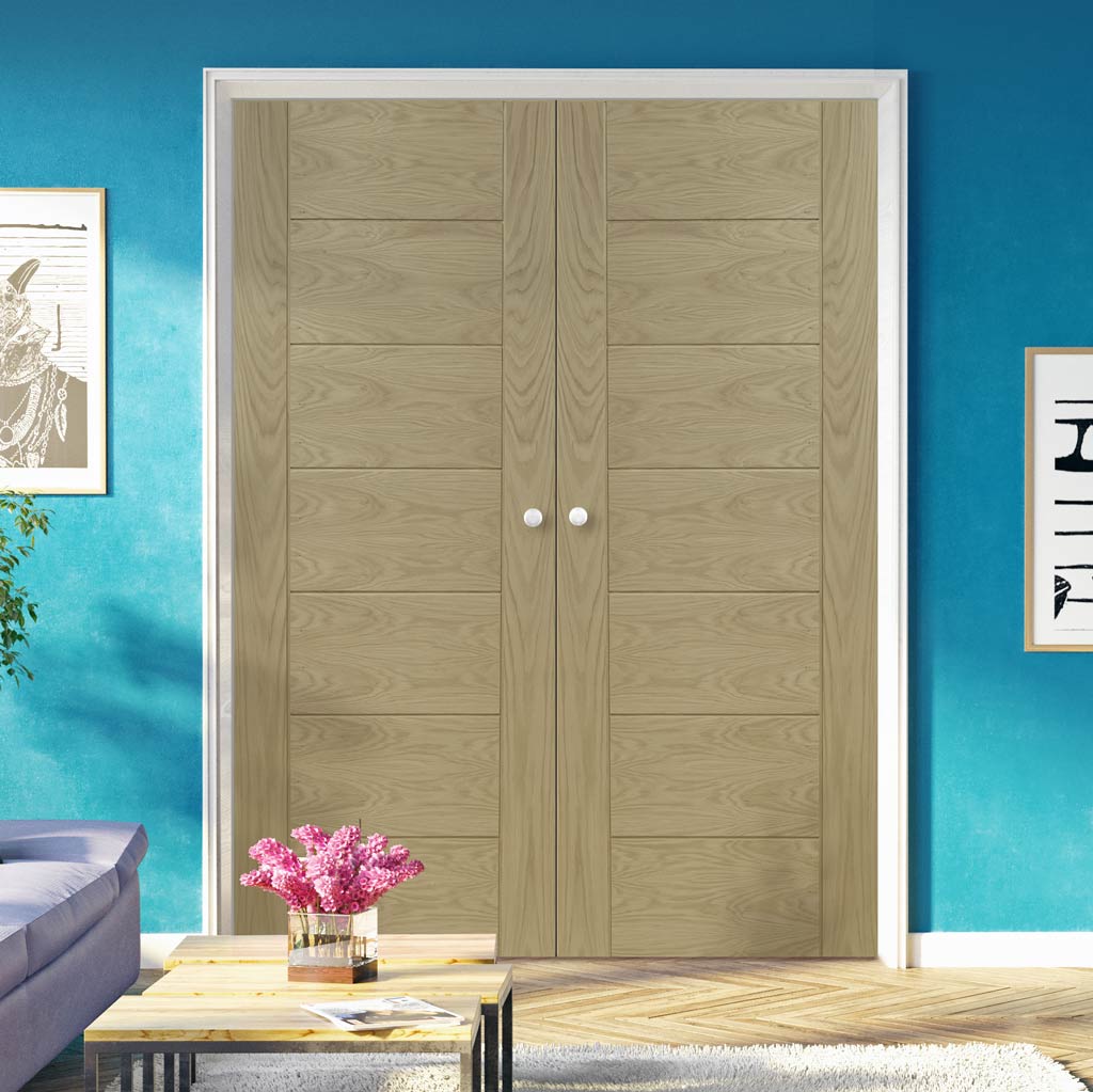 Prefinished Bespoke Palermo Flush Oak Door Pair - Choose Your Colour