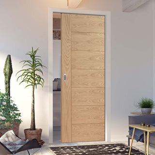 Image: Palermo Statement Solid Oak Single Evokit Pocket Door - Unfinished